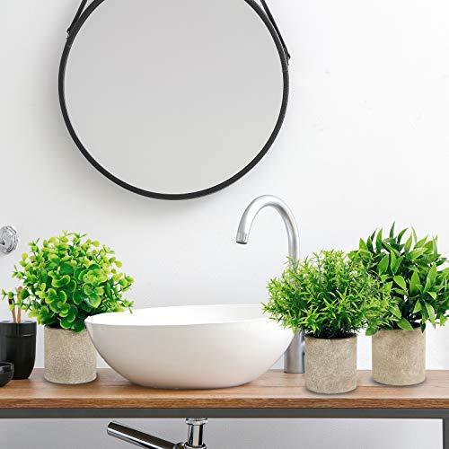 4 Packs Artificial Mini Potted Plants Fake Greenery Eucalyptus Rosemary Plastic Centerpiece for Barhroom Shelf Home Office Desk Table Indoor Decor - Lasercutwraps Shop