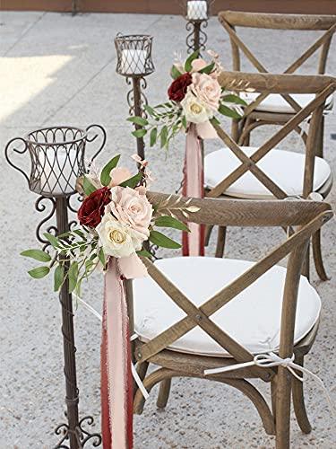 6pcs Wedding Aisle Decorations Church Chair Bench Pew Bows for Wedding Ceremony - Lasercutwraps Shop