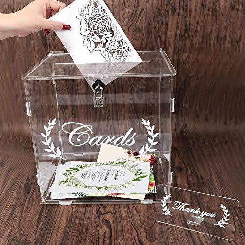 Wedding Card Box for Wedding Reception, Clear Card Boxes with Lock, Gift Card Box Money Box Holder for Reception - Lasercutwraps Shop