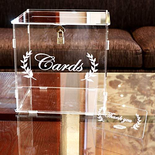 Wedding Card Box for Wedding Reception, Clear Card Boxes with Lock, Gift Card Box Money Box Holder for Reception - Lasercutwraps Shop