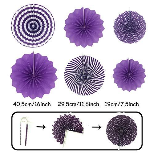 21Pcs Purple and Lavender Hanging Paper Fans, Pom Poms Flowers for Wedding and Birthday - Lasercutwraps Shop