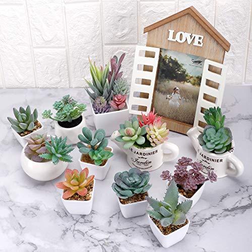 20pcs Artificial Flocked Succulent Mini Premium Fake Succulents Plants for DIY Crafting Home Floral Garden Arrangement Office Decor (Unpotted) - Lasercutwraps Shop
