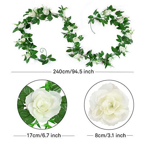 2pcs 15.7ft Flower Garland Fake Flower Rose Vine Wall Hanging for Wedding Arch - Lasercutwraps Shop