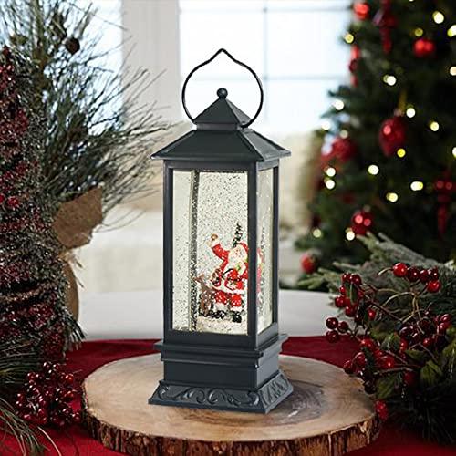 Christmas Snow Globe Lantern with Music, Battery Operated Lighted Swirling Glitter Water Lantern with Timer - Lasercutwraps Shop