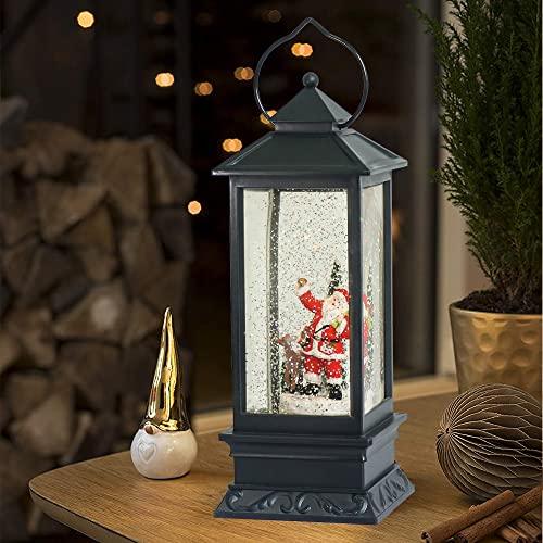 Christmas Snow Globe Lantern with Music, Battery Operated Lighted Swirling Glitter Water Lantern with Timer - Lasercutwraps Shop