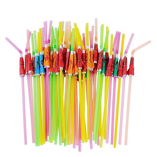 50 Umbrella Parasol Drinking Straws for Hawaiian Beach Cocktail Luau Party Decorations - Lasercutwraps Shop