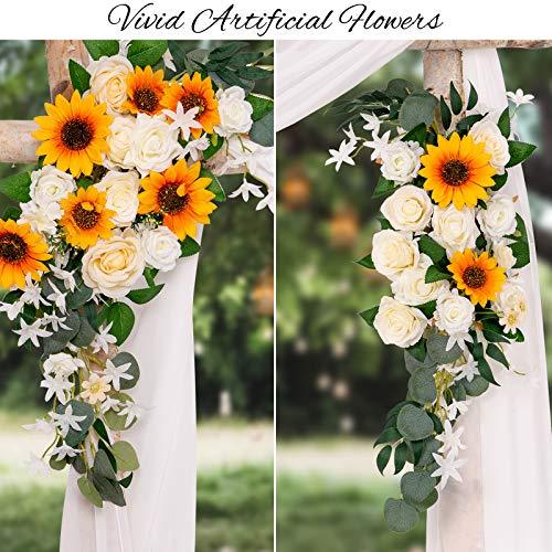3pcs Sunflower Artificial Wedding Arch Flowers Kit, Wedding Arch Draping Fabric - Lasercutwraps Shop