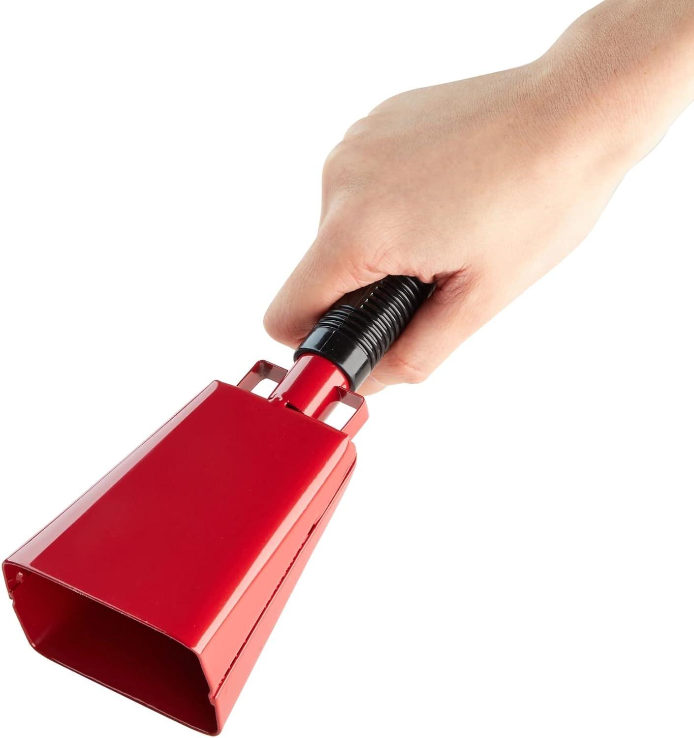 2 Pack Large Red Metal Cowbells for Football Games, 9 Inch Hand Percussion Noise Makers with Handles for Sporting Events, Graduations, Stadiums - Lasercutwraps Shop