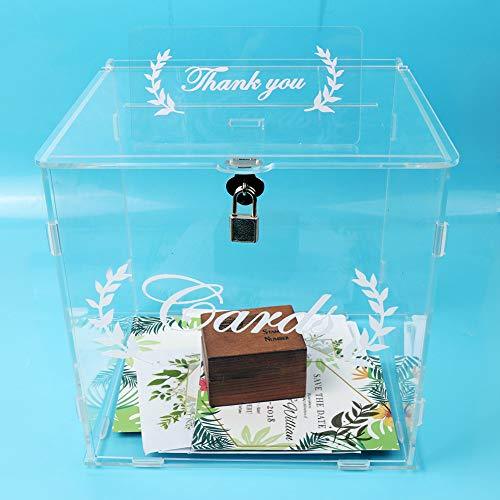 Wedding Card Box for Wedding Reception, Clear Card Boxes with Lock, Gift Card Box Money Box Holder for Reception - Lasercutwraps Shop