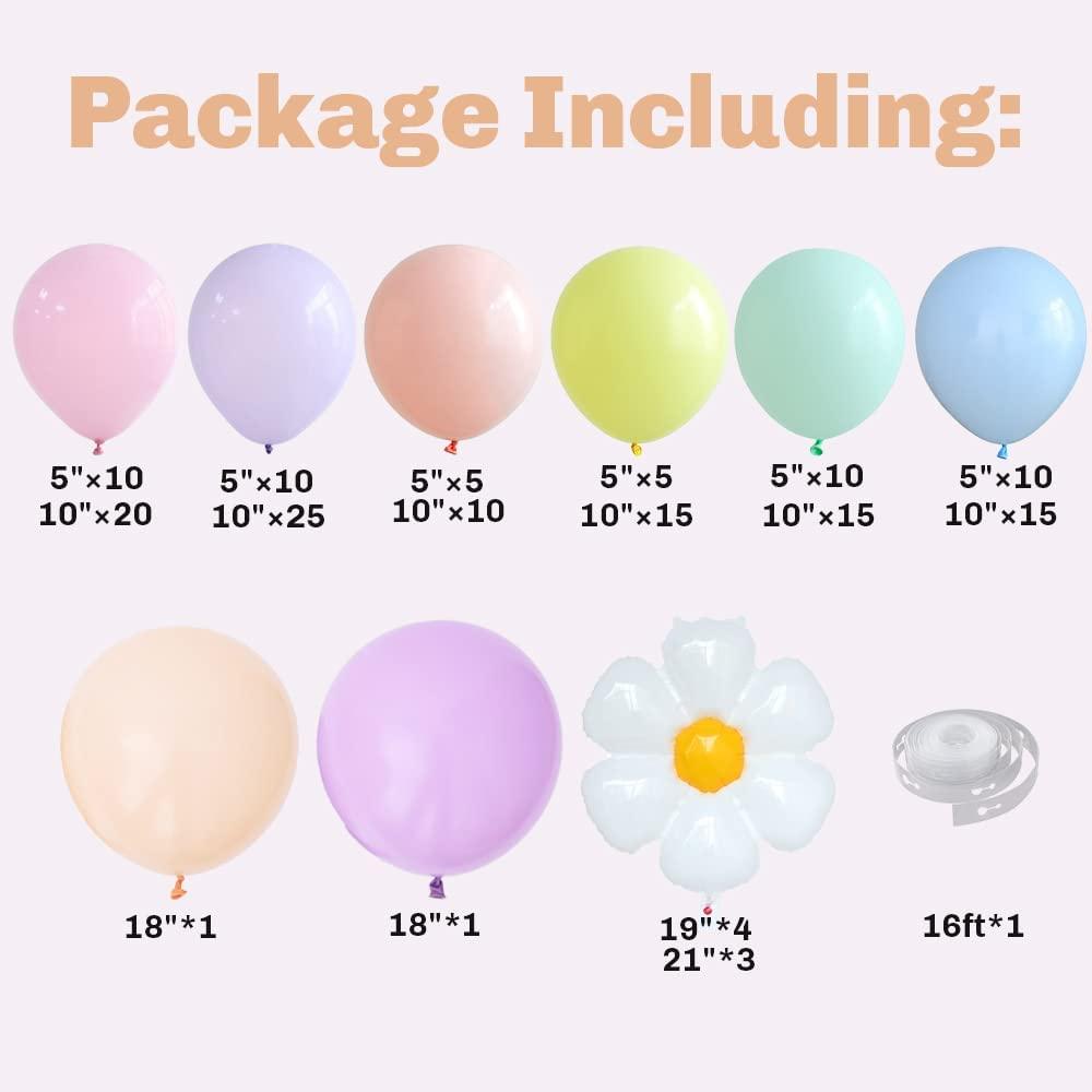159Pcs Daisy Balloon Garland Arch Kit White Groovy Daisy Flower Macaron Pastel Balloons Garland - Lasercutwraps Shop