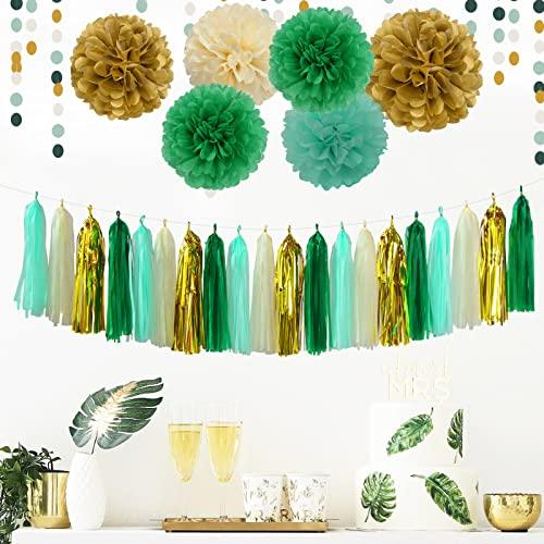 30pcs Rustic Wedding Tissue Pom Poms,Tassel Garland Banner,Birthday Gender Reveal Bachelorette Engagement Party Decor Baby Shower Decoration - Lasercutwraps Shop