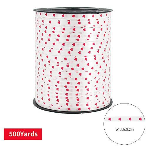 500 Yards White Curling Ribbon Heart Balloon String Valentines Day Gift Roll Wrapping for Party Festival Art Craft Decor Florist Flowers Decoration - Lasercutwraps Shop