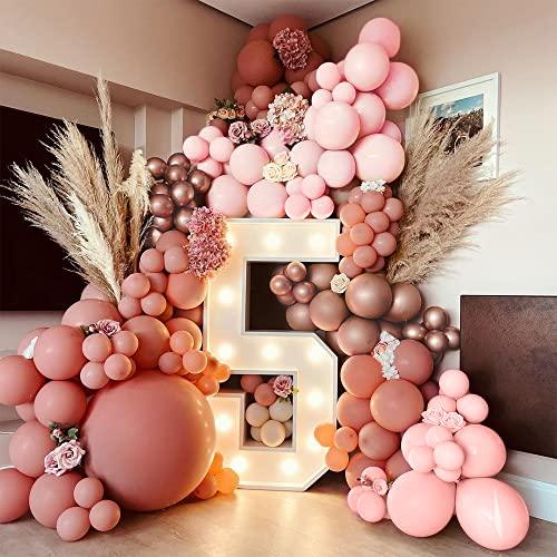 107PCS Retro Pink Balloon Garland Kits Dusty Matte Balloons Arch
