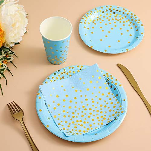 150PCS Golden Dot Disposable Party Dinnerware for Baby Shower, Boy Birthday - Lasercutwraps Shop