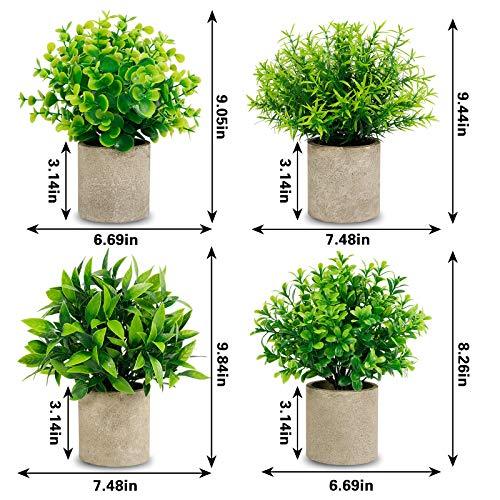 4 Packs Artificial Mini Potted Plants Fake Greenery Eucalyptus Rosemary Plastic Centerpiece for Barhroom Shelf Home Office Desk Table Indoor Decor - Lasercutwraps Shop