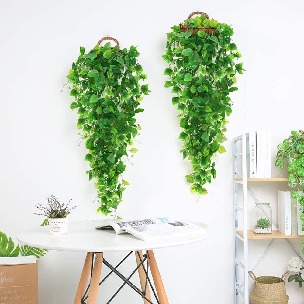 hanging wall fake plants 3Pcs Artificial Hanging Plants, 3.6Ft Fake Hanging Plant, Fake Ivy Vine For Wall House Room Indoor Outdoor Decoration (No Baskets) 14AZAA