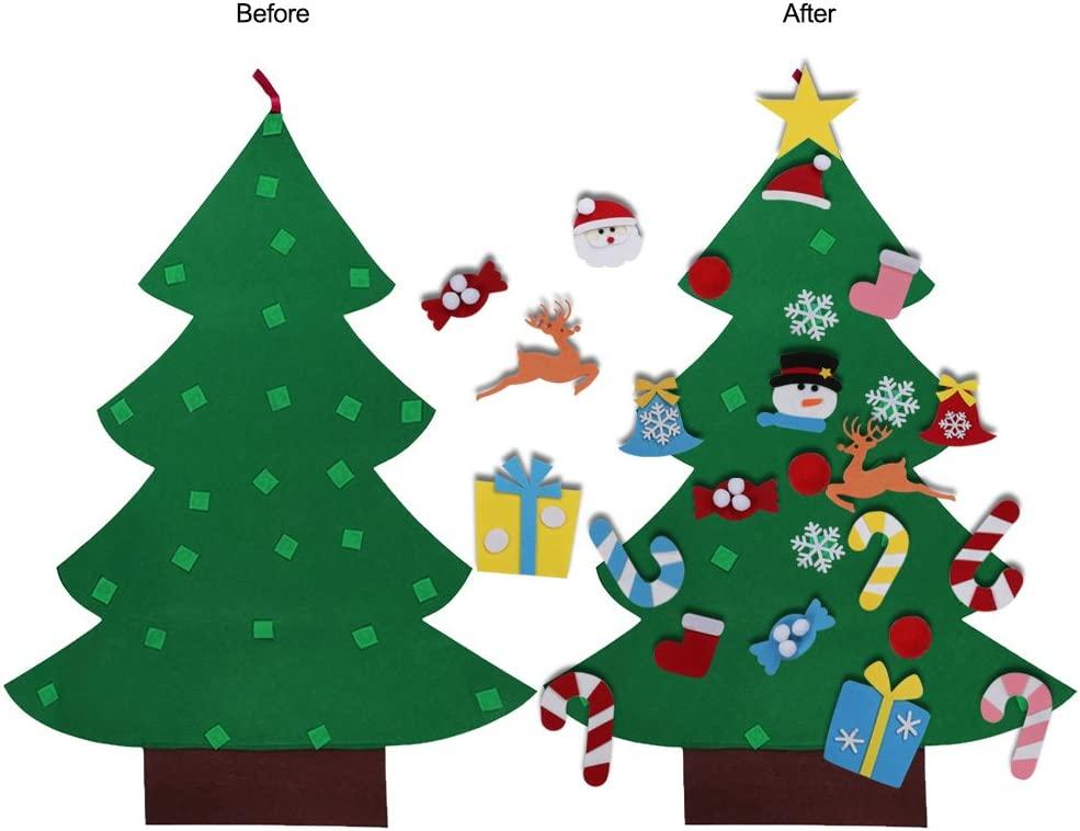DIY Felt Christmas Tree Set with Ornaments for Kids, Xmas Gifts, New Year Door Wall Hanging Decorations - Lasercutwraps Shop