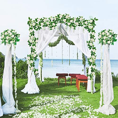2pcs 15.7ft Flower Garland Fake Flower Rose Vine Wall Hanging for Wedding Arch - Lasercutwraps Shop