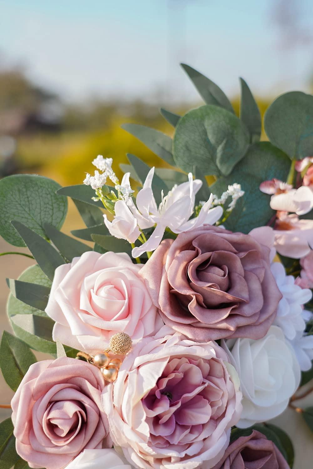 2 Packs Wedding Arch, Artificial Dusty Rose Wedding Flowers for Wedding Welcome Signs Decorations - Lasercutwraps Shop