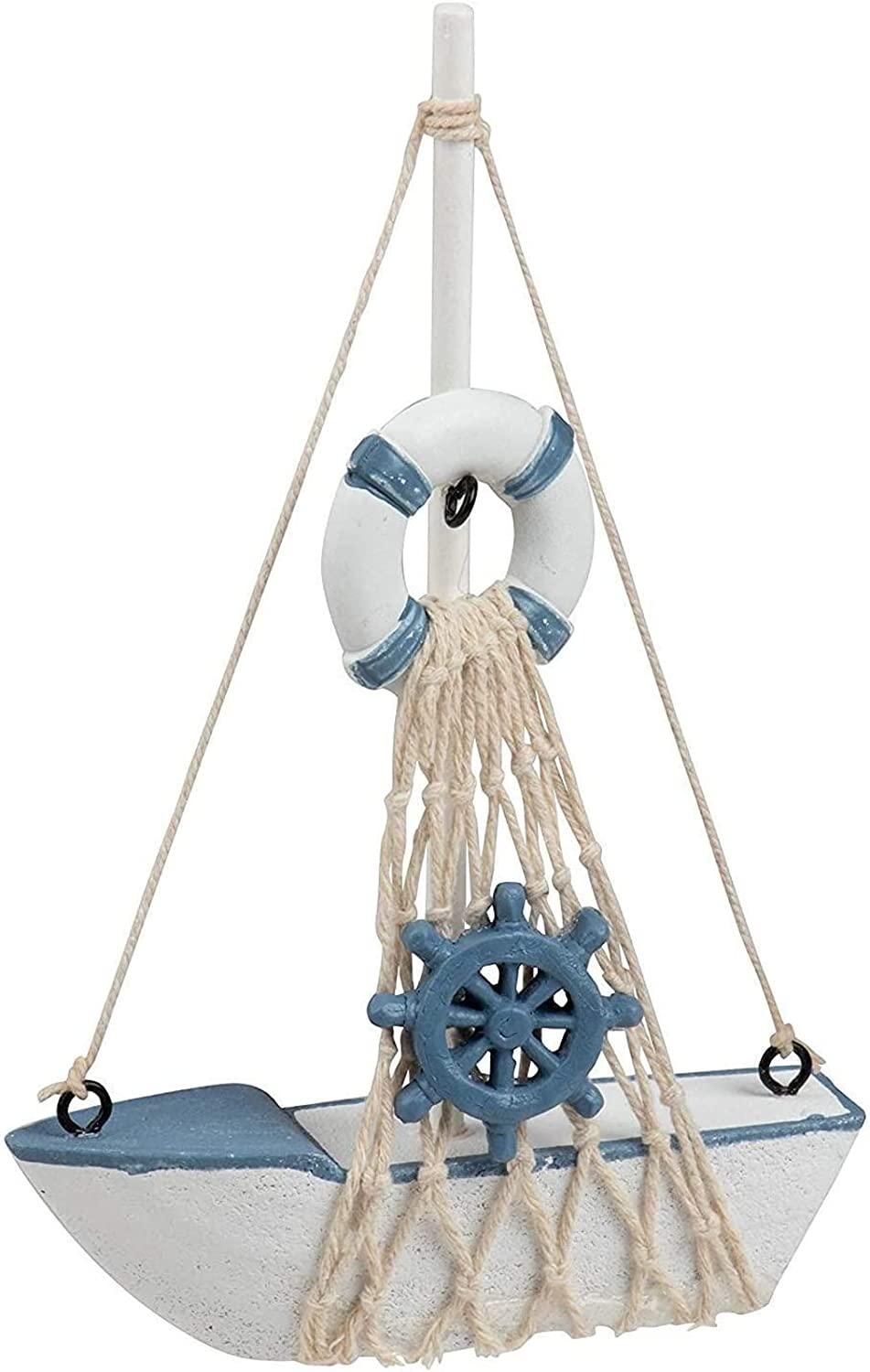 Set of 4 Miniature Sailboat Decor for Bathroom Accessories, Nautical Sailing Decorations for Home (4.4 x 6.8 in) - Lasercutwraps Shop