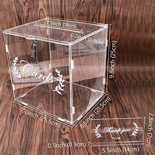 Wedding Card Box for Wedding Reception, Clear Card Boxes with Lock, Gift Card Box Money Box Holder for Reception - Lasercutwraps Shop
