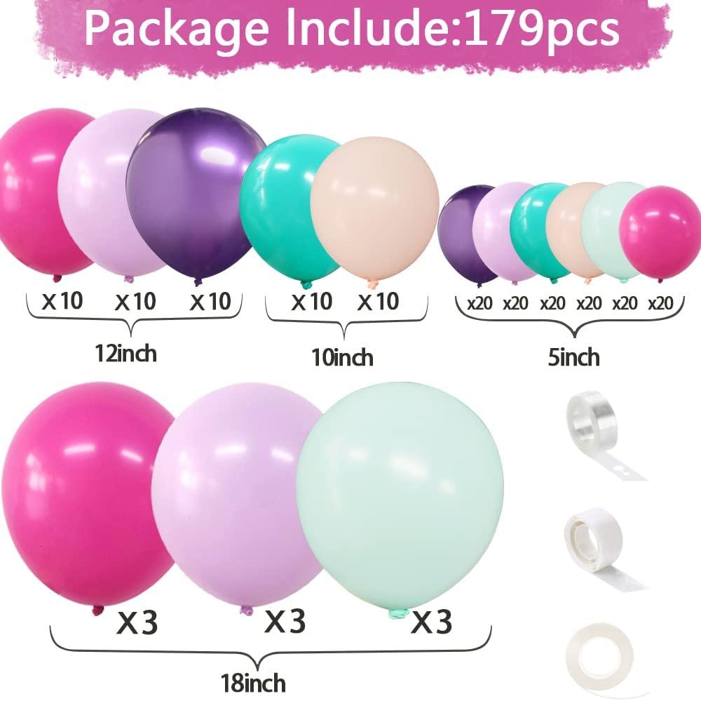 Tiffany Blue Macaron Green Orange Balloons 179Pcs Latex Thick Pastel Red Lilac Balloons Arch Kit - Lasercutwraps Shop
