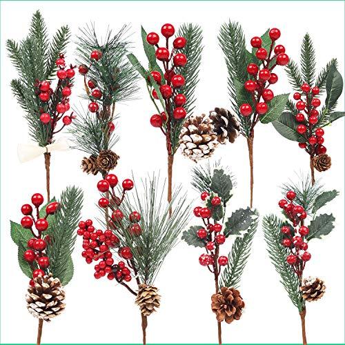 12 Pack Christmas Artificial Berry Twigs for Christmas Tree Decoration - Lasercutwraps Shop