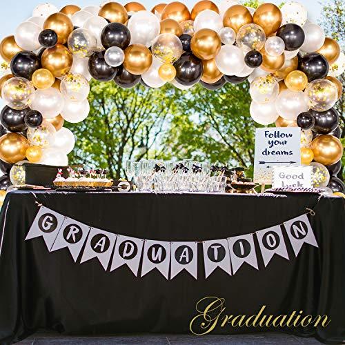 122Pcs Black, White, Gold Confetti and Metal Latex Balloons Arch for Graduation, Wedding, Birthday Decor - Lasercutwraps Shop