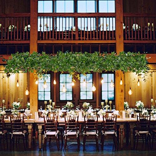 12 Strands Artificial Ivy Leaf Plants Vine Hanging Garland Fake Foliage Flowers Home Kitchen Garden Office Wedding Wall Decor, 84 Feet, Green - Lasercutwraps Shop