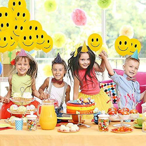 Yellow Smiley Face Balloons 12" 30 Pcs Printed Latex Balloons Brightly colored Emoji Balloon for Kid Birthday Party Children Cartoon Theme Decoration Party Supplies - Lasercutwraps Shop