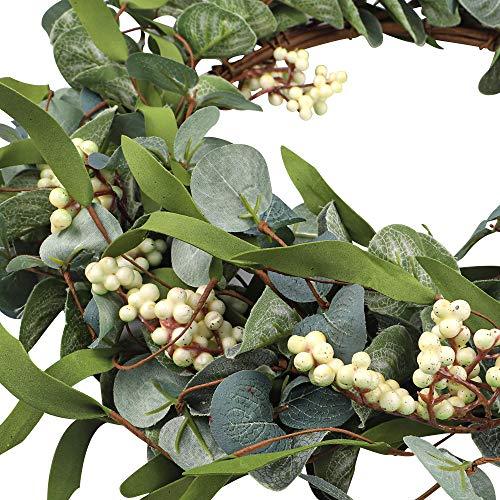 Artificial Eucalyptus Wreath for Front Door 20inch Spring Summer Large Green Leaf Wreath for Festival Celebration Wall Window Faux Eucalyptus Porch Farmhouse Patio Garden Decor - Lasercutwraps Shop
