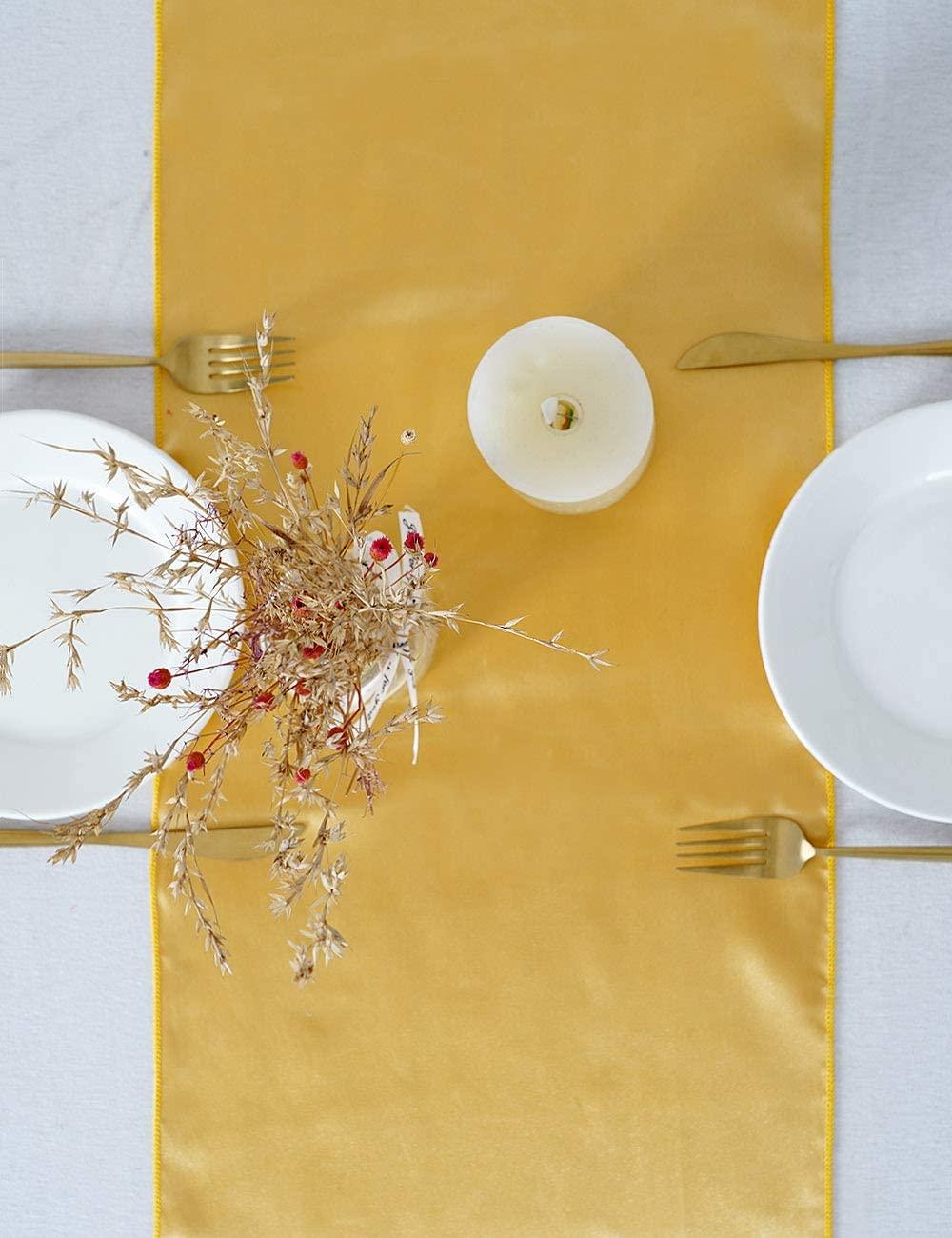 Gold Table Runners Set of 5 Satin Silky Spring Table Runner 12 x 108 inch for Wedding Party Table Decorations - Lasercutwraps Shop