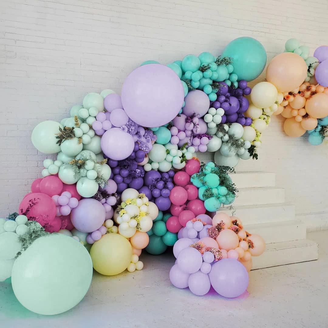 Tiffany Blue Macaron Green Orange Balloons 179Pcs Latex Thick Pastel Red Lilac Balloons Arch Kit - Lasercutwraps Shop