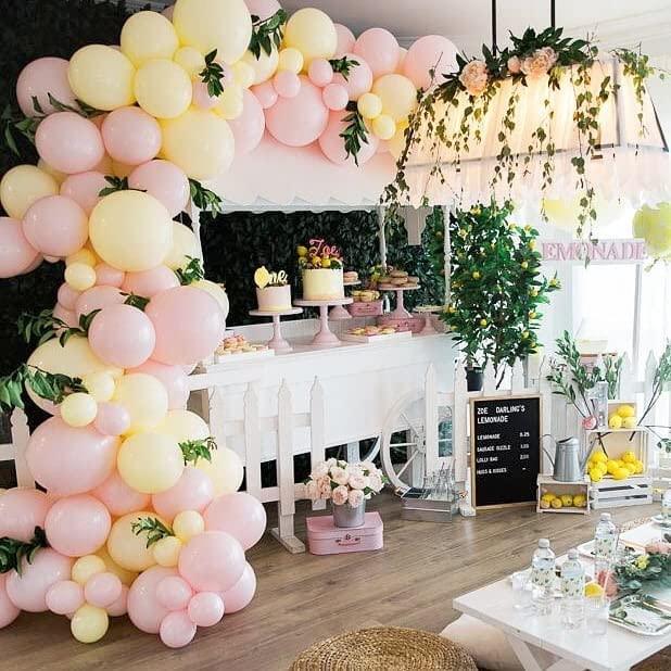 Sunflower Lemon Yellow Balloon Garland Arch Kit 150pcs Lemonade Yellow Pink Macaron Pastel Balloons Eucalyptus Leaves - Lasercutwraps Shop