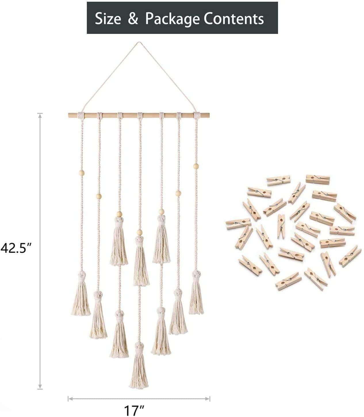 Hanging Photo Display Macrame Wall Hanging Pictures Organizer Boho Home Office Teen Girl Room Decor - Lasercutwraps Shop