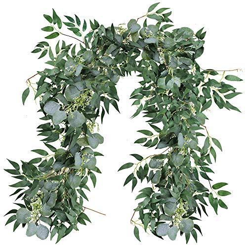2pcs Fake Greenery Garlands Artificial Silver Dollar Eucalyptus Garland for Weddings - Lasercutwraps Shop
