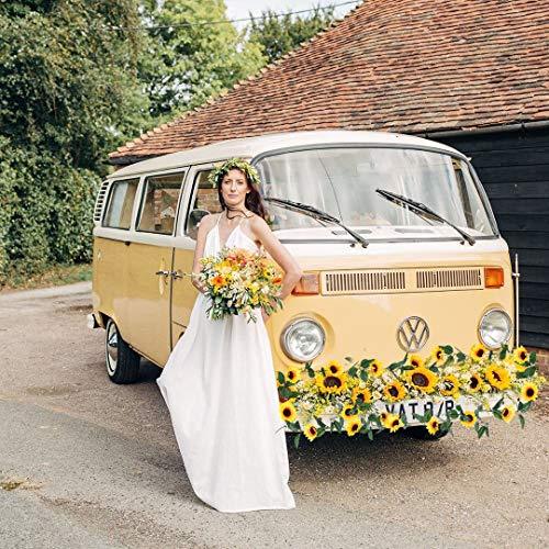 3 Pack Artificial Sunflower Garland Silk Sunflower Vine Artificial Flowers with Green Leaves Wedding Table Decor - Lasercutwraps Shop