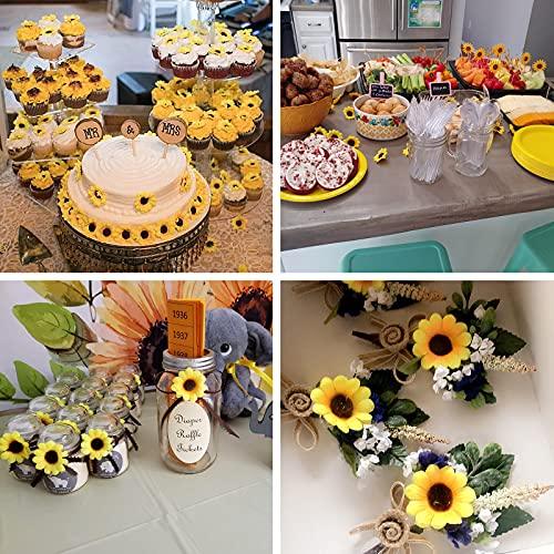 200pcs Artificial Yellow Sunflower Heads 1.8 Inches Silk Fabric Fake Sunflower Heads for Wedding Decoration Bridal Bouquet DIY Handicrafts - Lasercutwraps Shop