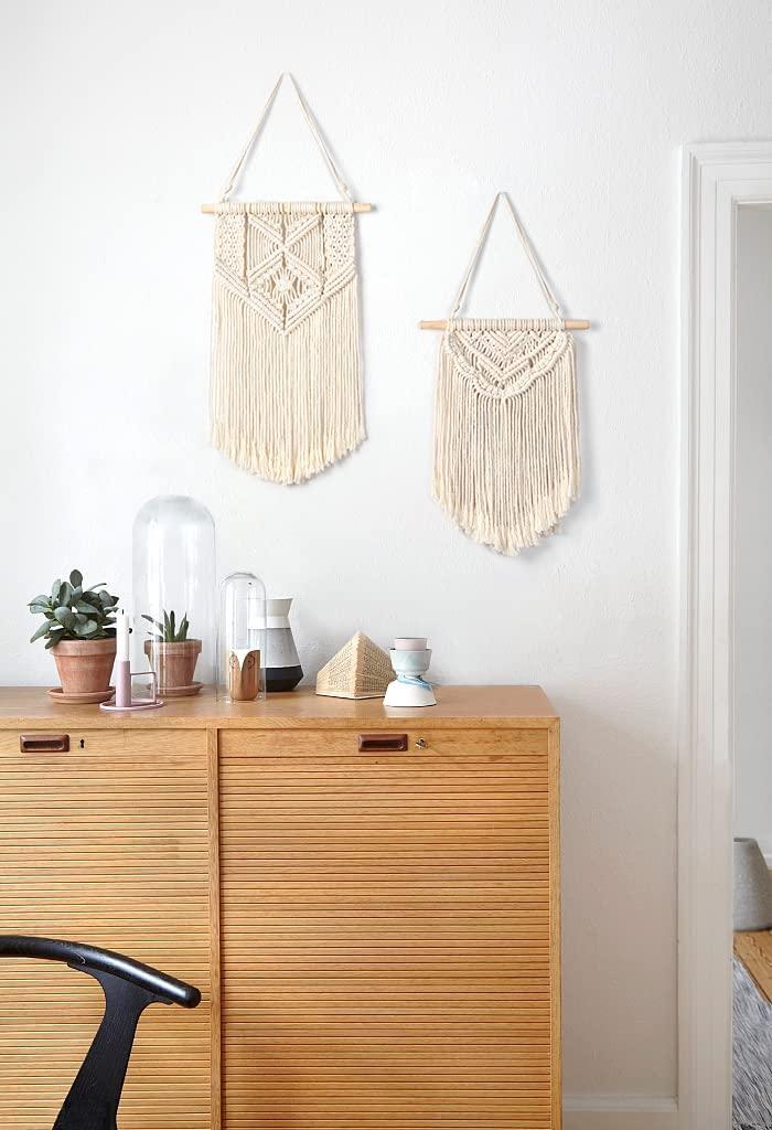 2 Pcs Macrame Wall Hanging Art Woven Boho Wall Decor - Lasercutwraps Shop