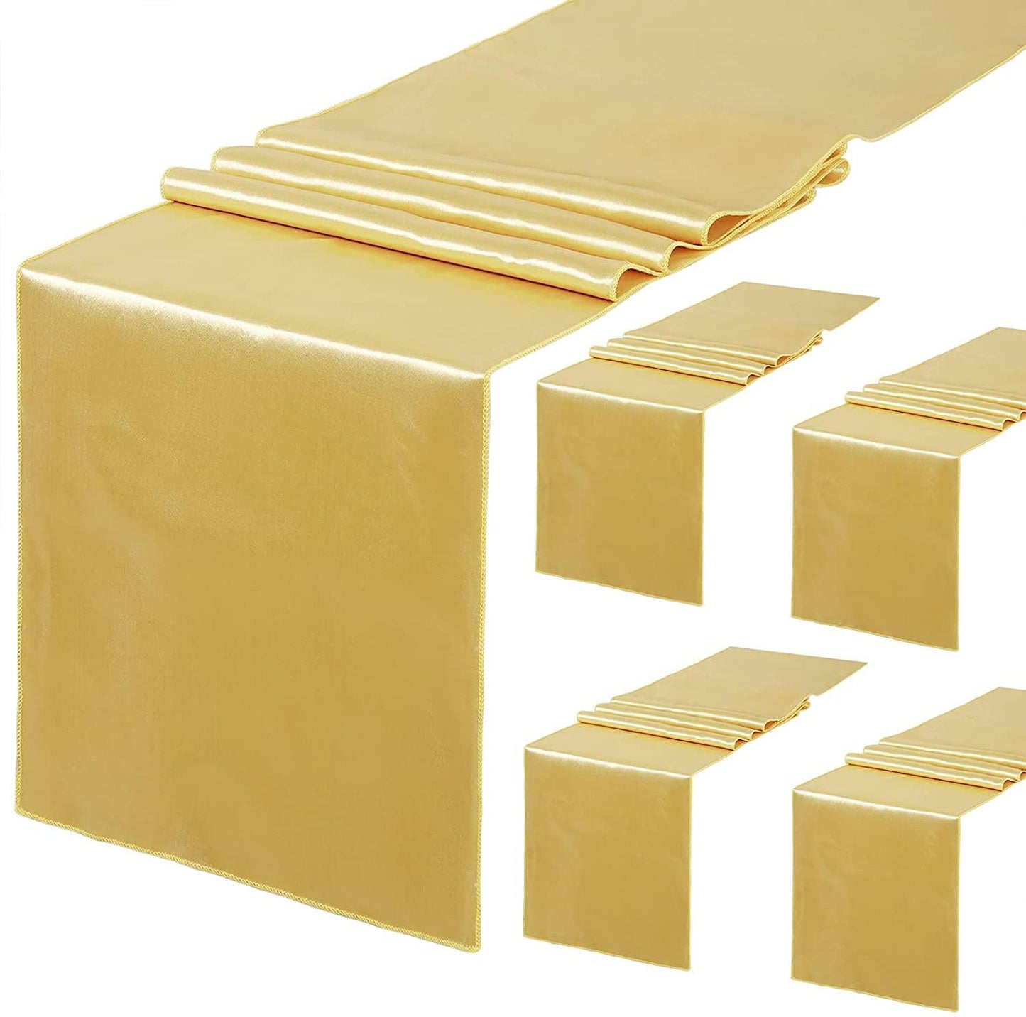 Gold Table Runners Set of 5 Satin Silky Spring Table Runner 12 x 108 inch for Wedding Party Table Decorations - Lasercutwraps Shop