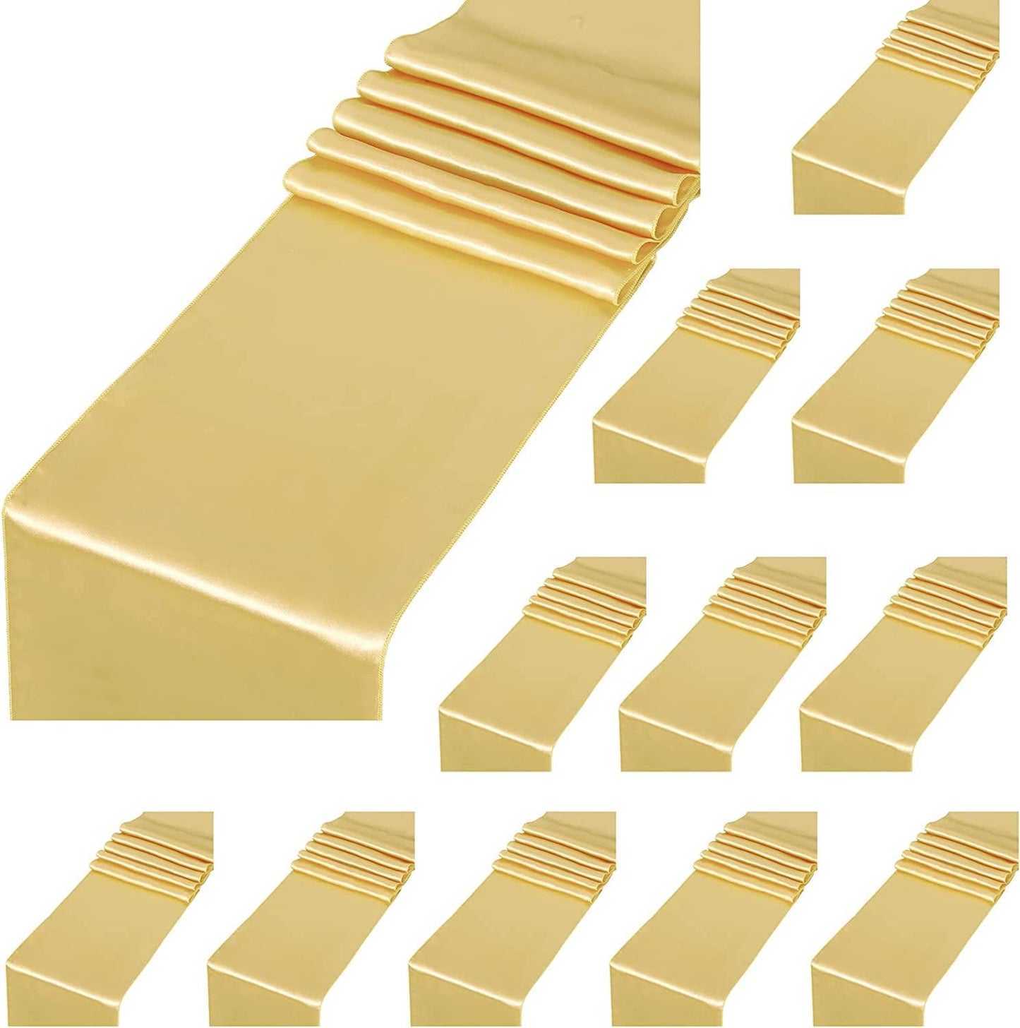 Gold Table Runners Set of 5 Satin Silky Spring Table Runner 12 x 108 inch for Wedding Party Table Decorations - Lasercutwraps Shop