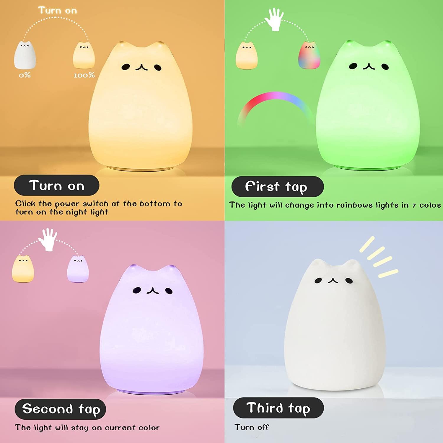 Cute Night Light, Cat Lamp USB Rechargeable Silicone Gifts - Lasercutwraps Shop