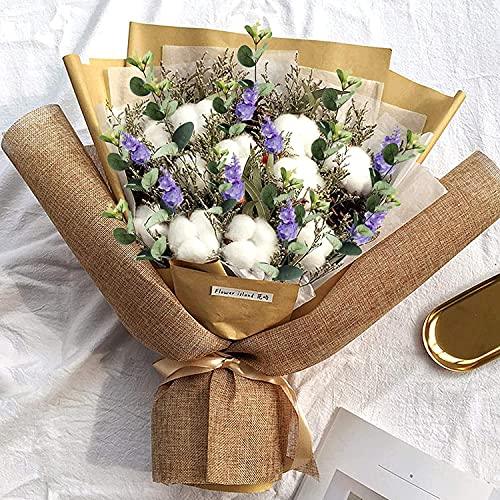 6pcs Cotton Stems, Artificial Cotton Flower Branches with Eucalyptus Lavender in Bulk, Faux Cotton Plants Decor Dried Cotton Floral Arrangements for Vases Farmhouse Flowers Decoration - Lasercutwraps Shop