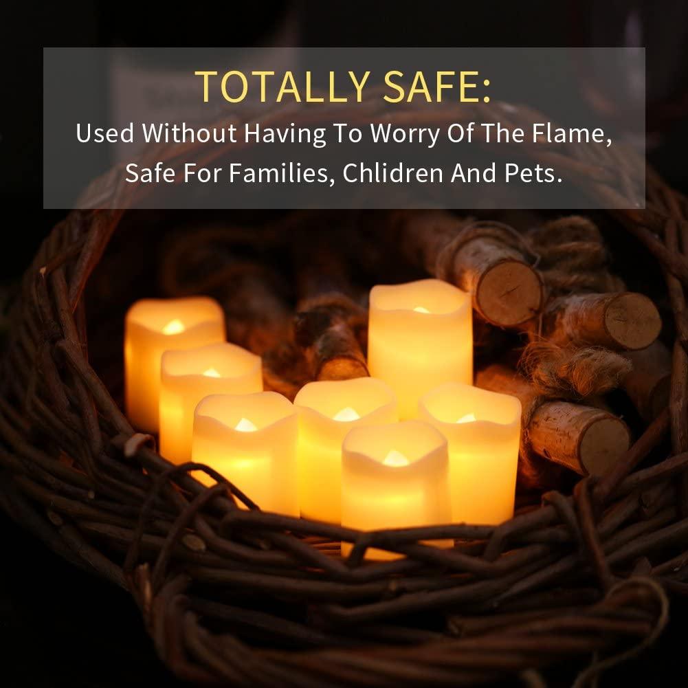 Flameless Votive Candles,Flameless Flickering Electric Fake Candle,24 Pack - Lasercutwraps Shop