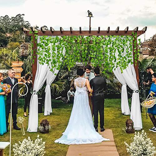 12 Strands Artificial Ivy Leaf Plants Vine Hanging Garland Fake Foliage Flowers Home Kitchen Garden Office Wedding Wall Decor, 84 Feet, Green - Lasercutwraps Shop