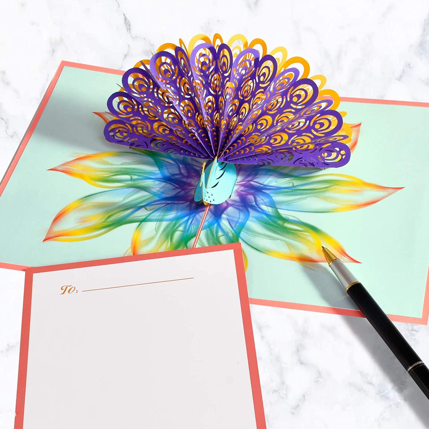3D Pop Up Mothers Day Card,Mothers Day Greeting Cards Gifts for Mom Women Her,Mom Gifts Peacock Card - Lasercutwraps Shop
