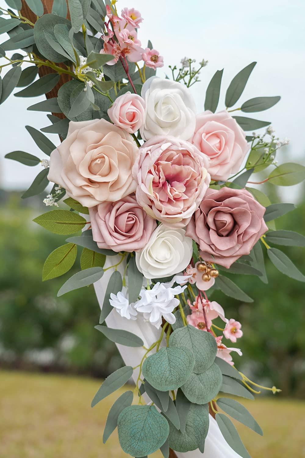 2 Packs Wedding Arch, Artificial Dusty Rose Wedding Flowers for Wedding Welcome Signs Decorations - Lasercutwraps Shop