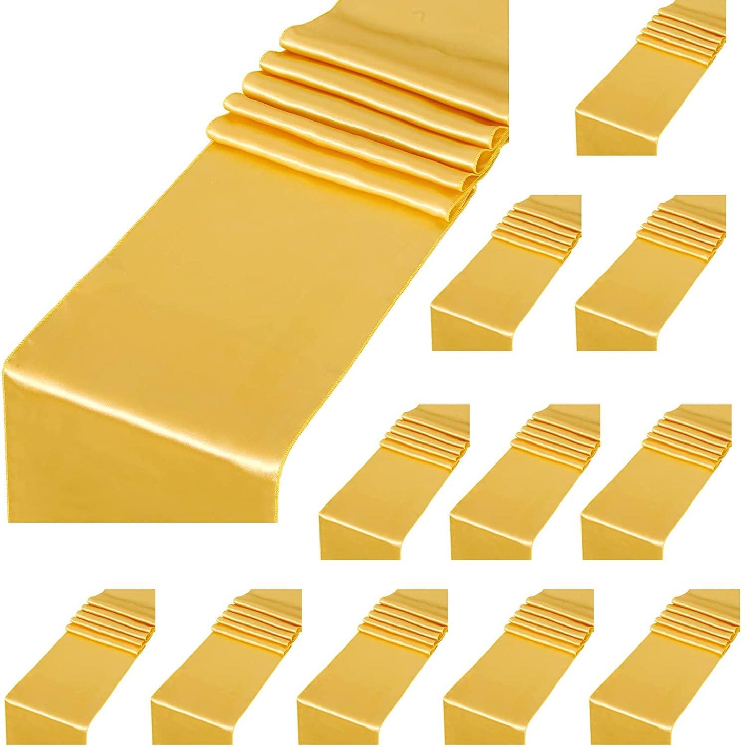 Gold Table Runners Set of 5 Satin Silky Spring Table Runner 12 x 108 inch for Wedding Party Table Decorations - Lasercutwraps Shop