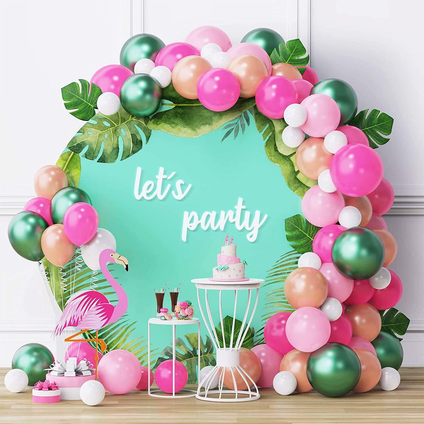 85pcs DIY Balloon Garland Hawaiian Summer Party Tropical FlamingoTheme Party Decor Palm Leaves - Lasercutwraps Shop