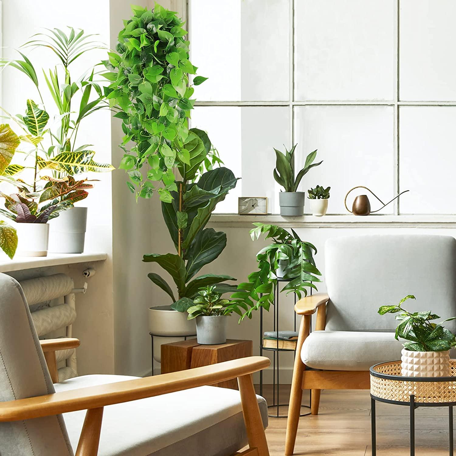 2pcs Artificial Hanging Plants 3.6ft Fake Ivy Vine Fake Ivy Leaves for Wall House Room Patio Indoor Outdoor Decor (No Baskets) - Lasercutwraps Shop